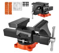 VEVOR Bench Vise, 8" Jaw Width, 8" Max Jaw Opening Multipurpose Vise with 360° Swivel Locking Base, 3.7" Throat Depth, Heavy Duty Ductile Iron Workbench Vise, Two-Way Jaws for Clamping Round Pipes