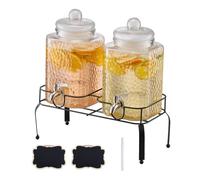 VEVOR Beverage Dispenser, 2 Pack 5.5L Drink Dispensers for Parties, Glass Juice Dispenser with Metal Stand, Stainless Steel Spigot, Iced Tea Lemonade Juice Water Dispensers for Parties