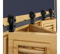 VEVOR Bi-Folding Sliding Barn Door Hardware Track Kit, 60" Top Mount Track Kit, Slide Smoothly & Quietly, Heavy Duty, Easy to Install, Suitable for Four 14" Closet Pantry Laundry Doors (Not Included)