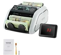 VEVOR Bill Counter, Money Counter with Counterfeit Detection, UV, MG, IR and DD, Cash Counting Machine in USD and EUR with Large LCD and External Display for Small Business