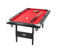 VEVOR Billiards Table, 192 cm Pool Table, Portable Foldable Space-Saving Table, Billiard Table Set Includes Balls, Cues, Chalks and Brush, Black with