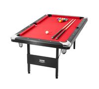 VEVOR Billiards Table, 6.3 ft Pool Table, Portable Foldable Space-Saving Table, Billiard Table Set Includes Balls, Cues, Chalks and Brush, Black with Red Cloth, Perfect for Family Game Room Kid Adult