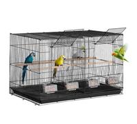VEVOR Bird Cage, 18 in, Small Parakeet Cage with Divider, Sturdy Metal Bird Flight Cage, Travel Birdcage with 5 Perches & 4 Feeding Cups, Parrot Cage