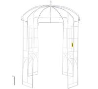 VEVOR Birdcage Shape Garden Arbor, 9' High x 6.6' Wide, Heavy Duty Wrought Iron Arbor, Wedding Arch Trellis for Climbing Vines in Outdoor Garden, Lawn, Backyard, Patio, White