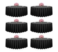 VEVOR Black Round Tablecloths 6 Pack, 120 Inches in Diameter, Stain- & Wrinkle- Resistant, Machine Washable Table Clothes, Polyester Fabric Table Covers for Wedding, Party, Banquet, Formal Events