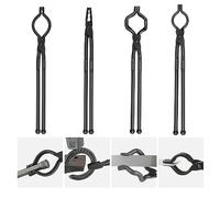 VEVOR Blacksmith Tongs, 18” 4 PCS, V-Bit Bolt Tongs, Wolf Jaw Tongs, Z V-Bit Tongs and Gripping Tongs, Carbon Steel Forge Tongs with A3 Steel Rivets, for Beginner and Seasoned Blacksmiths, Bladesmiths