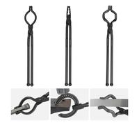 VEVOR Blacksmith Tongs, 45.7 cm 3 PCS, V-Bit Bolt Tongs, Wolf Jaw Tongs and Z V-Bit Tongs, Carbon Steel Forge Tongs with A3 Steel Rivets, for Beginner