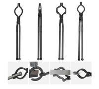 VEVOR Blacksmith Tongs, 18” 4 PCS, V-Bit Bolt Tongs, Wolf Jaw Tongs, Z V-Bit Tongs and Gripping Tongs, Carbon Steel Forge Tongs with A3 Steel Rivets, for Beginner and Seasoned Blacksmiths, Bladesmiths
