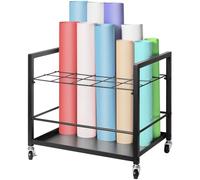 VEVOR Blueprint Storage Rack, 20 Slots Blueprint Holder with Wheels, Mobile Metal Blueprint Storage Cart for Map Poster Architectural Construction Plan, Roll File Organizer for Home, Office, School