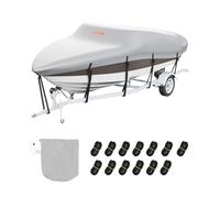 VEVOR Boat Cover, 5180-5790 mm Trailerable Waterproof Boat Cover, 600D Marine Grade PU Oxford, with Motor Cover and Buckle Straps, for V-Hull, Tri-Hull, Fish Ski Boat, Runabout, Bass Boat, Grey