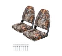 VEVOR Boat Seat, High Backrest, Folding Fishing Boat Seat with Thickened Sponge Cushion & PU Polyester Fabric, Aluminum Alloy Hinges, Flip Up Seat for Boats, Yachts, Ships, Camouflage (2 Seats)
