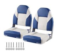 VEVOR Boat Seats, 21.85" High Back Boat Seat, Folding Boat Chair with Thickened Sponge Padding and Hinge, Fold-Down Boat Captain Chairs for Fishing Boat, Sightseeing Boat, Speedboat, Canoe, 2-Pack