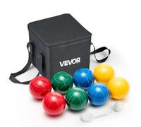 VEVOR Bocce Ball Set, 100 mm, with 8 Resin Balls, Pallino, Carrying Bag and Measuring Rope, Red/Green/Blue/Yellow 4 Colors, for 2 to 8 Players, Bocce Ball Game Set for Beach, Lawn, Family Backyard