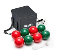VEVOR Bocce Ball Set, 107 mm, with 8 Resin Balls, Pallino, Carrying Bag and Measuring Rope, Red and Green 2 Colors, for 2 to 8 Players, Bocce Ball Game Set for Beach, Lawn, Family Backyard, Outdoor