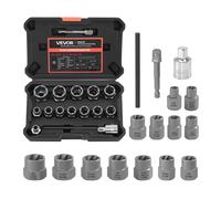 VEVOR Bolt Extractor Kit 16 Pieces Impact Bolt & Nut Remover Set with Adapters