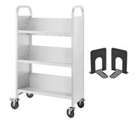 VEVOR Book Cart 200LBS Library Cart 49.2''x29.5''x13.8'' Rolling Book Cart Single Sided V-Shaped Sloped Shelves with 4 Inch Lockable Wheels for Hom