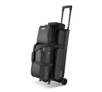 VEVOR Bowling Ball Bag, 3 Ball Double Roller Bowling Bag with Wheels, Featuring a Separate Compartment for Shoes (Up To US Size 16) & Oversized Accessory Pocket, Retractable Handle Extends to 41.34 in