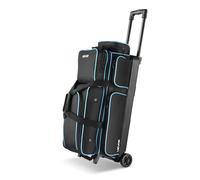 VEVOR Bowling Ball Bag, 3 Ball Double Roller Bowling Bag with Wheels, Featuring a Separate Compartment for Shoes (Up To US Size 16) & Oversized Accessory Pocket, Retractable Handle Extends to 41.34 in