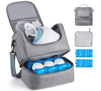 VEVOR Breast Pump Bag, Breast Feeding Bag with Ice Pack, Fits for S1/S2, Pumping Accessories & Breastmilk Storage, Portable Pump Carrying Case for Wor