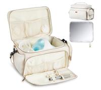 VEVOR Breast Pump Bag, Breast Feeding Bag with Waterproof Mat, Fits for S1/S2, Pumping Accessories & Breastmilk Storage, Portable Pump Carrying Case for Work, Travel and Family Use, Beige