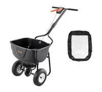 VEVOR Broadcast Spreader, 60LBS Capacity, Walk-Behind Push Spreader, 0-9.8 ft Spreading Width, 10 in All Terrain Pneumatic Tires, Lawn Spreaders with Hopper Grate, for Seed, Fertilizer, Salt, Ice Melt
