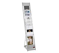 VEVOR Brochure Display Rack, 10 Pockets Magazine Literature Display Stand, Portable Floor Standing Magazine Rack, Metal Newspaper Catalog Holders for Shop, Exhibitions, Office, Trade Show, Silver