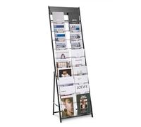 VEVOR Brochure Display Rack, 20 Pockets Magazine Literature Display Stand, Portable Floor Standing Magazine Rack, Metal Newspaper Catalog Holders for Shop, Exhibitions, Office, Trade Show, Black