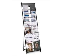 VEVOR Brochure Display Rack, 20 Pockets Magazine Literature Display Stand, Portable Floor Standing Magazine Rack, Metal Newspaper Catalog Holders for