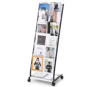 VEVOR Brochure Display Rack, 6-Tier Magazine Literature Display Stand, Floor Standing Magazine Rack Newspaper Catalog Holders, Movable with 4 Wheels (