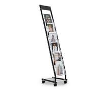 VEVOR Brochure Display Rack, Narrow 6-Tier Magazine Literature Display Stand with Wheels, Metal Floor Standing Magazine Rack, Movable Newspaper Catalo