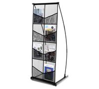 VEVOR Brochure Display Stand, 4-Tier 8 Pockets Mesh Literature Display Holder, Floor Standing Magazine Newspaper Catalog Rack, Lightweight & Portable