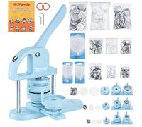 VEVOR Button Maker, 1/1.25/2.28 inch(25/32/58mm) 3-in-1 Pin Maker, 300pcs Button Parts, Button Maker Machine with Panda Magic Book, Ergonomic Arc Handle Punch Press Kit, for Children DIY Gifts, Blue