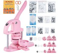 Vevor Button Maker, 1/1.25/2.28 Inch(25/32/58mm) 3-In-1 Pin Maker, 300Pcs Button Parts, Button Maker Machine, Pink