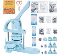 VEVOR Button Maker, 1/1.25/2.28 inch(25/32/58mm) 3-in-1 Pin Maker, 300pcs Button Parts, Button Maker Machine with Panda Magic Book, Ergonomic Arc Handle Punch Press Kit, for Children DIY Gifts, Blue