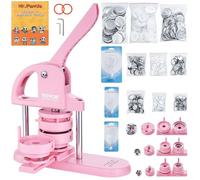 VEVOR Button Maker, 1/1.25/2.28 inch(25/32/58mm) 3-in-1 Pin Maker, 300pcs Button Parts, Button Maker Machine with Panda Magic Book, Ergonomic Arc Handle Punch Press Kit, for Children DIY Gifts, Pink