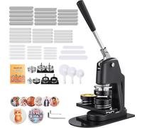 VEVOR Button Maker Machine, 32/58/75 mm 3-in-1, Plastic Pin Maker with 300pcs Button Parts, Circle Cutter and Magic Book, Reinforced Ergonomic Handle, for DIY Badges, Personalized Pins, Black
