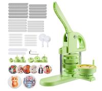 VEVOR Button Maker Machine, 32 mm / 58 mm 2-in-1, Plastic Pin Maker with 200 pcs Button Parts, Circle Cutter and Magic Book, Reinforced Ergonomic Handle, for DIY Badges, Personalized Pins, Green