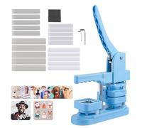 VEVOR Button Maker Machine, 50 x 50 mm Square, Plastic Pin Maker with Tinplate Front Shells, Plastic Back Covers, Magnetic Backings and Transparent Films, Ergonomic Handle, for DIY Badges, Blue