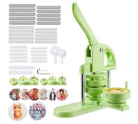 VEVOR Button Maker Machine, 58 mm / 75 mm 2-in-1, Plastic Pin Maker with 200 pcs Button Parts, Circle Cutter and Magic Book, Reinforced Ergonomic Handle, for DIY Badges, Personalized Pins, Green