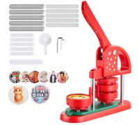 VEVOR Button Maker Machine, 58 mm, Plastic Pin Maker with 100pcs Button Parts, Circle Cutter and Hex Wrenches, Reinforced Ergonomic Handle, for DIY Badges, Personalized Pins and Key Chains (Red)