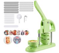 VEVOR Button Maker Machine, 58 mm, Plastic Pin Maker with 100pcs Button Parts, Circle Cutter and Hex Wrenches, Reinforced Ergonomic Handle, for DIY Badges, Personalized Pins and Key Chains, Green