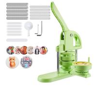 VEVOR Button Maker Machine, 75 mm, Plastic Pin Maker with 100pcs Button Parts, Circle Cutter and Magic Book, Reinforced Ergonomic Handle, for DIY Badges, Personalized Pins and Key Chains, Green