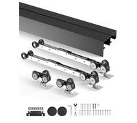 VEVOR YMXT-XC40-8B 8ft Heavy Duty Bypass Kit, Aluminum Alloy Sliding Closet Hardware Set with Finger Pulls, for 2 System, Fit Door Thickness 1 3/8"-1 3/4", Black