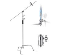 VEVOR C Stand with Boom Arm, Max Height 10.83 ft/330 cm, Stainless Steel Heavy Duty Photography Light Stand with 4.8-9.8 ft Adjustable Height, 2 Grip