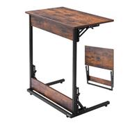 VEVOR C Table, Folding C Shaped End Table with Metal Frame & Adjustable Feet, Foldable C Shaped Side Table for Living Room Bedroom Office, 23.62 x 14.