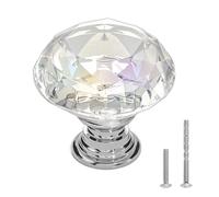 VEVOR Cabinet Knobs, 12 Pack, 1.22 Inch Acrylic & Zinc Alloy Drawer Pulls Door Handles, Diamond Kitchen Solid Knobs Dresser Handles, Cupboard Hardware with Screws for Bathroom Closet Cabinets Drawers