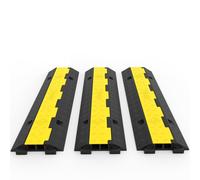 VEVOR Cable Protector 3 Packs 2 Channels 101 x 25 x 5 cm Cable Cover for Cables Commercial TPR with Modular Design for Car Parks, Warehouses (Black)