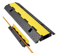 VEVOR Cable Protector Ramp, 22,000 lbs/axle Capacity, 1 Channel Heavy Duty Rubber Cord Hose Wire Cover, 2.76 x 1.97 in Channel, Traffic Speed Bump with Flip-Open Top Cover, for Indoor Outdoor, 1 Pack
