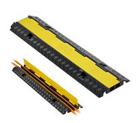 VEVOR Cable Protector Ramp, 22,000 lbs/axle Capacity, 2 Channel Heavy Duty Rubber Cord Hose Wire Cover, 1.3 x 1.2 in Channel, Traffic Speed Bump with Flip-Open Top Cover, for Indoor Outdoor, 1 Pack