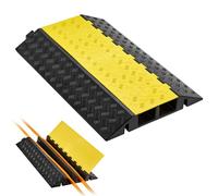 VEVOR Cable Protector Ramp, 22,000 lbs/axle Capacity, 2 Channel Heavy Duty Rubber Cord Hose Wire Cover, 4 x 3 in Channel, Traffic Speed Bump with Flip-Open Top Cover, for Indoor Outdoor Use, 1 Pack